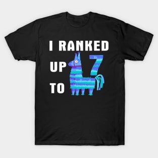 I Ranked Up To 7 Birthday Video Game Llama T-Shirt